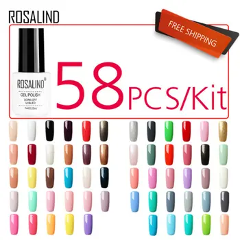 ROSALIND 58PCS/LOT Pure Gel lac de Unghii Pentru Manichiura Nail Art de Lungă Durată Soak Off Gel Lac UV Primer Unghii Kit