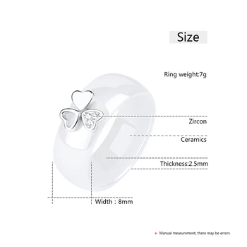 Noul Design S925 Argint Inele pentru Femei 3 Inima de Cristal Stras Negru Alb Ceramic Elegant Cadou de Logodna Bijuterii
