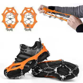 Anti-Alunecare, 8-Dinți de Gheață Pantofi Spike Prindere Cizme Lanț de Oțel Alpinism tevi integrale tevi integrale Mangan Gear Prindere Anti - Q4X5