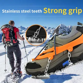 Anti-Alunecare, 8-Dinți de Gheață Pantofi Spike Prindere Cizme Lanț de Oțel Alpinism tevi integrale tevi integrale Mangan Gear Prindere Anti - Q4X5