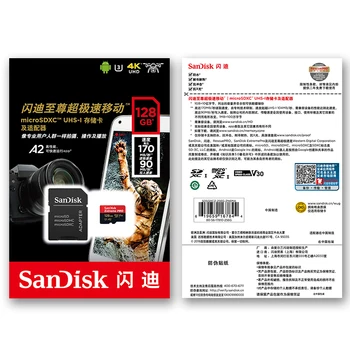 Original SanDisk Extreme PRO Card Micro SD 170MB/s-Card de Memorie de 64GB, 128GB A2 C10 U3 V30 microSDXC UHS-I card TF Gratuit adaptor