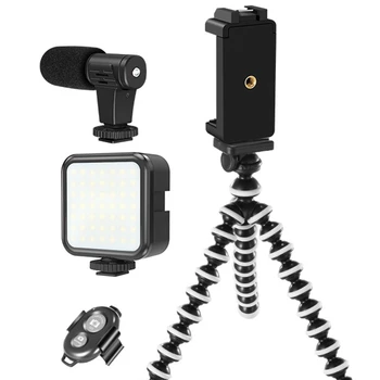 Profesionale Vlogging Kit Compatibil pentru Ios, Android Telefon de Lumină LED Microfon Suport Trepied Mount pentru transmisiunea Live