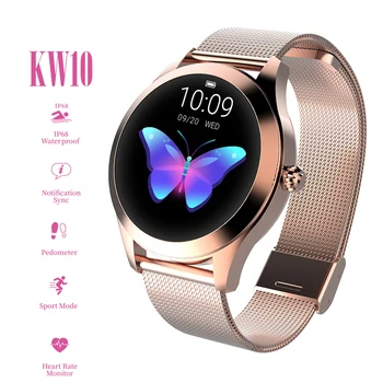 KW10 Ceas Inteligent Femei IP68 rezistent la apa de Monitorizare a ritmului Cardiac Bluetooth Pentru IOS Android Fitness Bratara Smartwatch