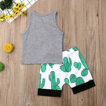 2019 Mai Nou Moda Nou-Născut Copii Baby Boy Haine De Vară Cactus Bluze T-Shirt, Pantaloni Scurți, Costume Sunsuit Set