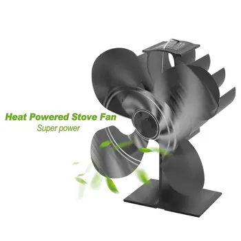 4 Lame De Căldură Alimentat Aragaz Fan Log Lemn Arzător Ecofan Negru Liniștit Acasă Șemineu Ventilator Eficient De Distribuție A Căldurii