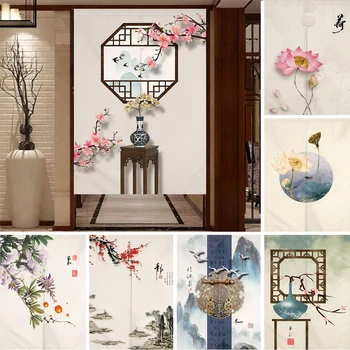 Cerneală Chineză Flori Fengshui Pictura Ușa Perdele Pentru Bucatarie Dormitor Restaurant Intrarea Partiție Jumătate Agățat Perdele