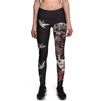 [Ești Secretul Meu] Nou la Modă Leggins pentru Femei Craniu de Zahăr a Crescut Fata Legging de Înaltă Calitate Push-Up de Fitness Glezna Pantaloni