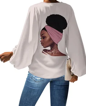 Nopersonality Artă Africană Magic Fată Liber Bluza pentru Femei Casual Primavara-Vara Tricouri Maneca Lunga Afro Doamna Topuri V-neck