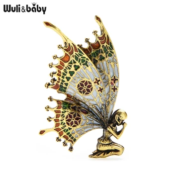 Wuli&copilul de Epocă Aripi de Fluture Zână Broșe Calitatea Smaltului Femei Brosa Ace 2 Culori 2021 Înger Designer de Bijuterii Cadou