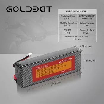 2unit GOLDBAT 6200mAh Lipo Baterie pentru Masina RC Acumulator Lipo 7.4 V Lipo 2s 80C Cu Decanii Priza Pentru Masina RC Camion Elicopter Traxxas
