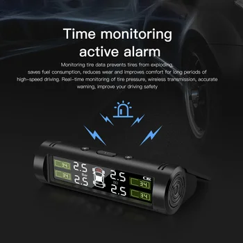 Pliabil Mașină de monitorizare a Presiunii în Anvelope Solare/Incarcare USB TPMS Culoare Ecran de Afișare în timp Real Anvelope de Temperatură/Presiune de Alarmă Prompt