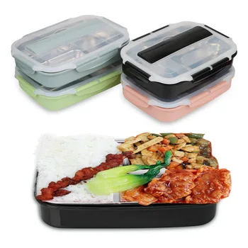 Cutie de prânz Alimente Recipient din Oțel Inoxidabil de Încălzire cu Microunde Picnic Birou Școală Tacâmuri Cutie Bento de Mare capacitate