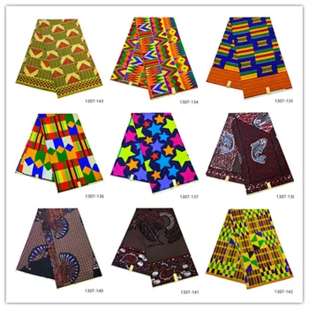 African ceara de imprimare tesatura kent tesatura 6 yarzi ankara african wax printuri en-gros de poliester material ceara pentru rochie 1307-34