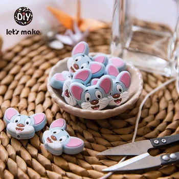 Margele de silicon De Mouse Desene animate Dentitie Silicon de Calitate Alimentară DIY Nou-născut Suzeta Clipuri Animal 5pcs jucării Teether Copil Să Facă
