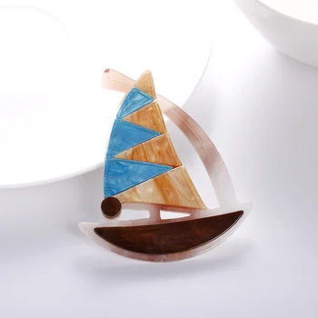 Noua Moda Acrilice Barcă Cu Pânze Broșe Ace Pentru Femei Barbati Vintage Creative Barca De Navigatie Navă Petrecere Cool Accesorii Bijuterii Cadouri