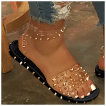 2020 Primavara-Vara Pentru Femei Sandale Nit Jeleu Pantofi Marginita Spate Curea Doamnelor Plat Forma Sandale Outdoor De Vacanta Diapozitive