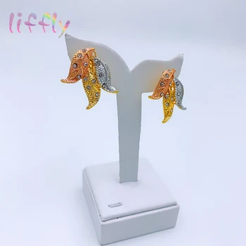 Liffly Multicolor Mireasa Nunta de Cristal de Aur din Dubai Seturi de Bijuterii pentru Femei Colier Cercei Bratara Inel Indian Set de Bijuterii