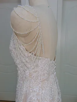 Vestido de noiva Unic Dantela de Mireasa Sirena, Rochii Perle Curele de Spaghete Rochie de Mireasa 2020 Elegante, Rochii de Mireasa Sirena