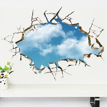 Mare 3D Cer Albastru Nori Albi de Perete Autocolant pentru Copii Camera Copilului Decorare Plafon Acoperiș Artă Murală Decor Acasă Decor Podea Poster
