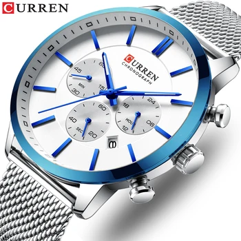 Ceas CURREN oameni de afaceri de moda ceasuri barbati casual impermeabil Cuarț ceas din oțel albastru ceas Relogio Masculino