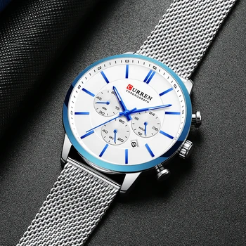 Ceas CURREN oameni de afaceri de moda ceasuri barbati casual impermeabil Cuarț ceas din oțel albastru ceas Relogio Masculino
