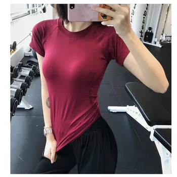 Femei pe Scurt Mânecă Antrenament de Funcționare Yoga de Fitness, tricouri Sport Gât Rotund Block Stripe T-Shirt, Bluze Casual