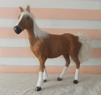 Minunat de simulare de cal maro jucărie blană& polietilenă model de cal cal papusa cadou despre 28x25cm 1977