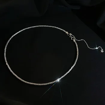 Foxanry Minimalist Argint 925 Spumante Cravată Colier Farmec Femei, Cupluri La Modă Elegant Petrecere De Ziua De Bijuterii Cadou