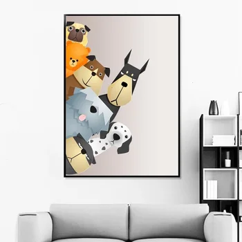 Desene Animate Pisici Câini Imagini De Perete Pentru Camera De Zi Postere Si Printuri, Canvas Tablouri De Perete De Artă Abstractă Decorative Decor Acasă