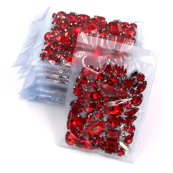 En-gros de 5 saci amestecat argintiu de forma de bază de cusut de sticlă, stras de cristal pietre Roșu pentru îmbrăcăminte/rochie de mireasa