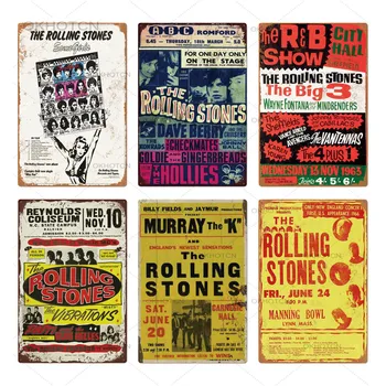 Trupa de Rock Metal Poster Placa Rolling Stones Tablă de Metal Semn Decor de Perete pentru Om Pestera Bar Pub Farfurie Decorativa