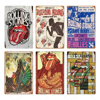 Trupa de Rock Metal Poster Placa Rolling Stones Tablă de Metal Semn Decor de Perete pentru Om Pestera Bar Pub Farfurie Decorativa