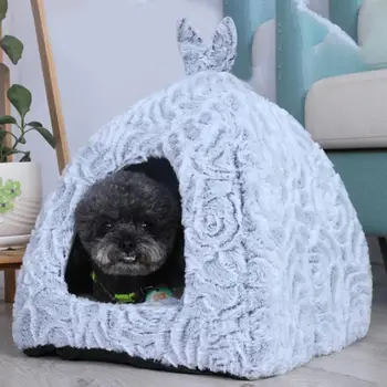 Pisică câine Casa de Bumbac Iarna Cuib Cald în Relief Yurt pentru Mediu Mic Animal de Casă Pat de Dormit Câine Coș Portabil Consumabile pentru animale de Companie