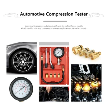 Compresie Motor pe benzina Tester Auto Motor cu Gaz Benzină Cilindru de Automobile Manometru Tester Auto Kit de Testare 0-300psi
