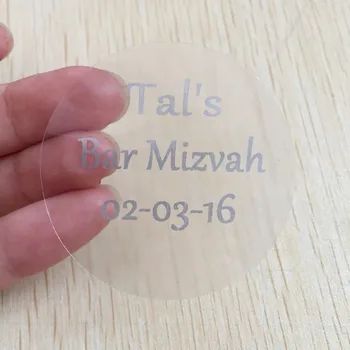 90 3 cm Personalizate Bar Bat Mitzvah invitații Autocolante Rotunde Religioase Tematice Botez învălui garnituri de argint etichete de text