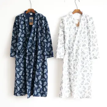 Vara Barbati Halatul Bumbac Tifon Frunze Vrac Confortabil Frunze Kimono Halate de acasă îmbrăcăminte de noapte, Halate de baie