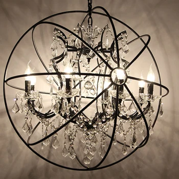 Retro Vintage Rugina de Fier Glob Candelabre E14 LED-uri de Mare Stil Candelabru de Cristal Lustre sufragerie, Restaurant, Bar Lampa de Iluminat