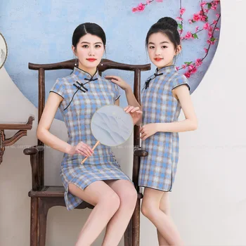 Mama Fiica Chineză Tradițională Elegant Cheongsam Femei, Copii, Fată, Retro Qipao Partid Rochie De Mireasa Hanfu Tang Costum Vestidos