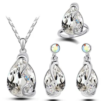 GU46 femei de moda retro accesorii set de trei piese din aliaj de galvanizare încrustat set de bijuterii de cristal