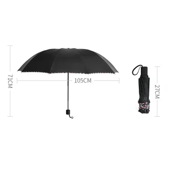 FIERBINTE 10K Umbrelă de soare Vânt Rezistent la Trei Pliere Umbrela de Ploaie Femei Auto de Lux de Mare Windproof Umbrele de Ploaie Pentru Barbati Strat Negru