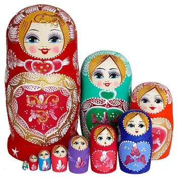 10 Buc/set Păpuși Cuiburi rusă Copil Minunat Tei Manual Pictate de Fag rusești Matrioșka DIY Cadou Jucărie