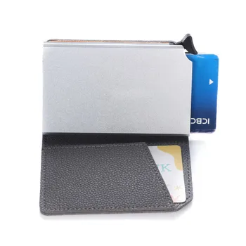 Bycobecy Moda Slim Wallet Anti Rfid Protecția Card Bancar de Vacă din Piele Pungă Subțire Automată Pop-up din Aluminiu Card de Credit Cazul
