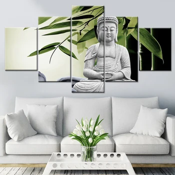 Cadru HD Imprimate Imagini Living Modern 5 Panoul de Buddha Pictura Arta de Perete Modular Poster Acasă Decor Panza Cuadros