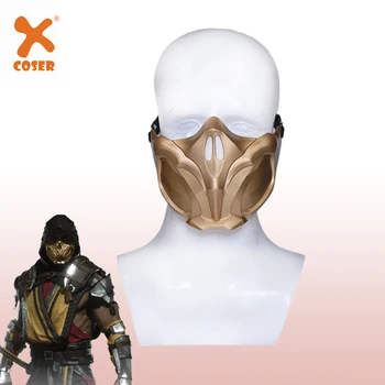 XCOSER Mortal Kombat 11 Scorpion Cosplay Masca de Fata Jumătate Costum de Recuzită de Joc Casca MK 11 Halloween Rece Adulți
