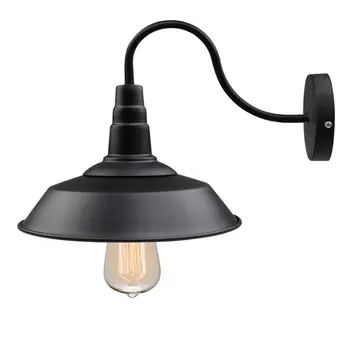 Lampă De Perete De Epocă De Lumină Led Edison E27 Lumina Loft Retro Vopsea Pentru Fier American Stil Vechi Simplitate Negru Capac Vas Cu Abajur