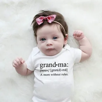 Amuzant Bunica Scrisori De Imprimare Baby Body Bumbac Maneca Scurta Salopeta Nou-Născut Copilul Haine De Vară