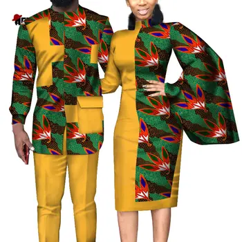 2020 Africane Rochii pentru Femei africane rochii pentru cupluri Cămașă și Pantaloni Seturi Iubita Cupluri Haine de Imprimare Rochie Lunga wyq312