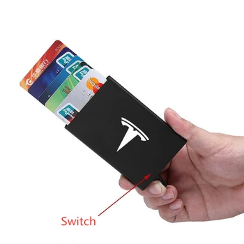 Portofel inteligent Cheie card titular de Card de Credit Bancar Caz Subțire ID Card RFID Caz în mod Automat de Metal Pentru Tesla Model 3 Model X Model S