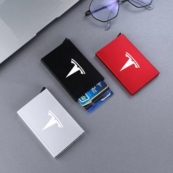 Portofel inteligent Cheie card titular de Card de Credit Bancar Caz Subțire ID Card RFID Caz în mod Automat de Metal Pentru Tesla Model 3 Model X Model S