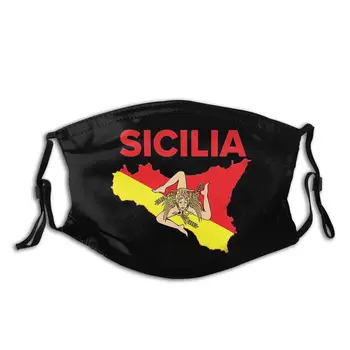 Sicilian Mândrie Harta Din Sicilia Trinacria Lavabil la Modă Gura Masca de Fata Anti Ceata Dovada de Praf cu Filtre de Protecție Poliester